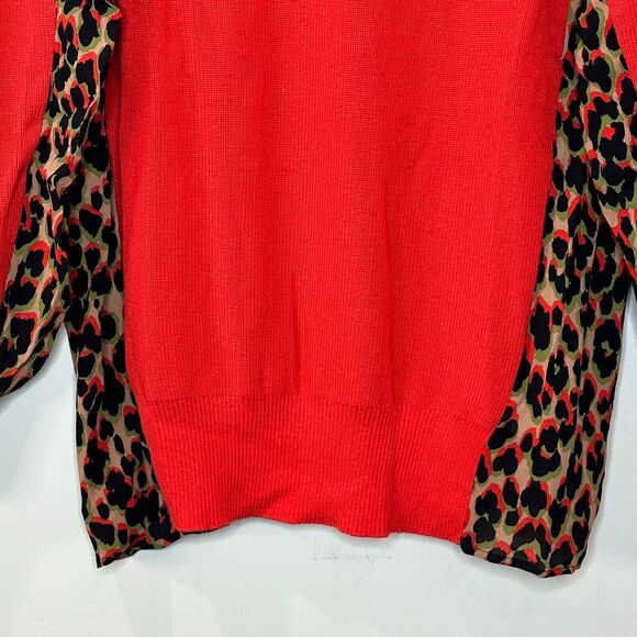 Sandrine Rose Animal Print Crew Neck Wool Sweater Red Women Small NWT Oversized - Picture 6 of 11